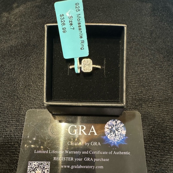 SOLD!! BRAND NEW Size 6 925 sterling silver Moissanite diamond ring. GRA RATED - Picture 7 of 11